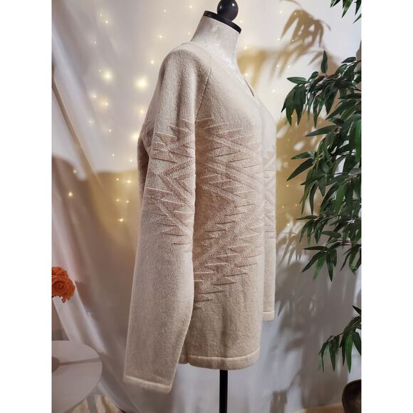 State of Elevenate Womens 100% Lambswool Sweater Size L Aztec Tribal Nordic Knit - Picture 4 of 13